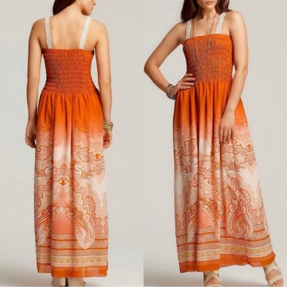 Free People Megs Smocked Brocade Damask Maxi Dress - Picture 1 of 6
